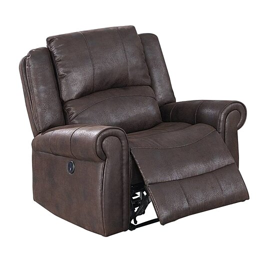 Saltoro Sherpi 41 Inch Leatherette Power Recliner with Rolled Ar